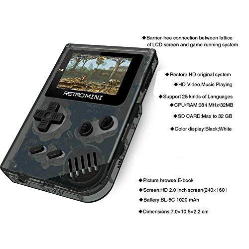 Yuegoo Handheld Game Console, 32 Bit Pocket Game Console for Kids, Handheld Video Game with 548 Classic Games, Good Gifts for Children to Adult. (Black)
