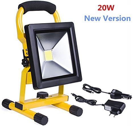 LELEC 20W LED Rechargeable Portable Emergency Flood Light For Outdoor Camping, Yellow And Black