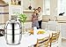 XL 13 INCHES Stainless Steel 3-Tier/Layer Steamer cooking pot, Rice cooker, Double Boilder, stack, steam soup pot and steamer. Visible cover, work with Gas, Electric,and Grill stove top (Jumbo 32cm)