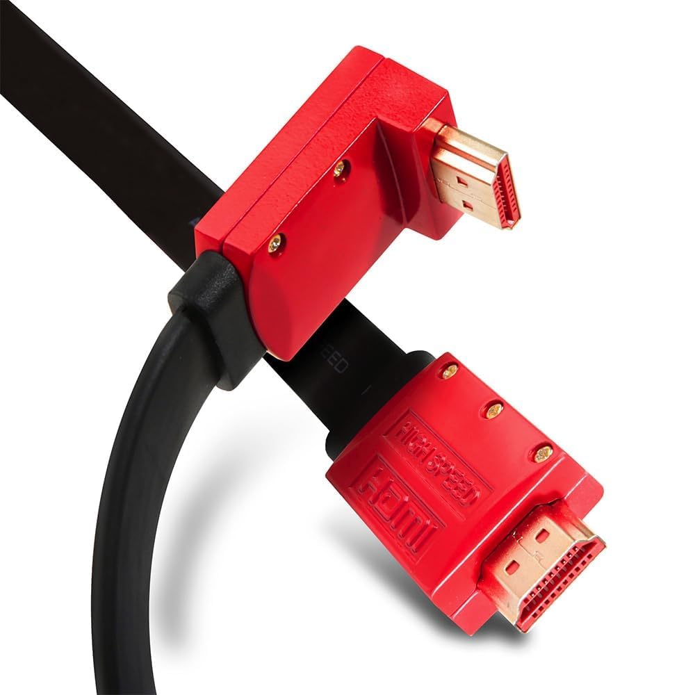 JuicEBitz 4K HDMI Cable 7m, Straight to Angled Connectors, Ultra High Speed HDMI 4k 60fps. 2.0 HDMI Lead. HDMI to HDMI Cable for with XBox, Playstation, Apple TV, Sky + More. Ultra HD 7M Long HDMI