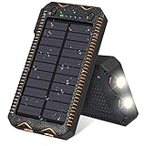 Solar Charger,Solar Power Bank 12000mAh External Backup Battery Pack Dual USB Solar Panel Charger with 2 LED Lights for Emergency Outdoor Camping Travel. (Orange)