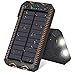 Solar Charger,Solar Power Bank 12000mAh External Backup Battery Pack Dual USB Solar Panel Charger with 2 LED Lights for Emergency Outdoor Camping Travel. (Orange)