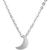 ELBLUVF Stainless Steel 18K Gold Rose Gold Plated Women Minimalist Crescent Moon and Star Dainty Pendant Necklace Choose Colors