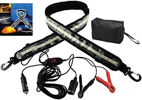 Camping Light LED 12V Dimmable Flexible Strip 46.7 inch IP67 Waterproof LED Strip Light for Tent Poles (Cool White&amp;Yellow)