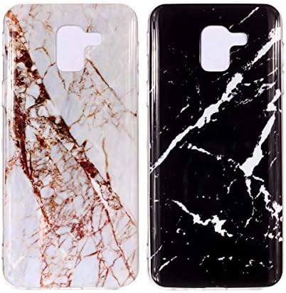 Misstars 2X Case for Galaxy J4 Plus 2018 Marble, White+Black, Samsung Galaxy J6 Plus 2018