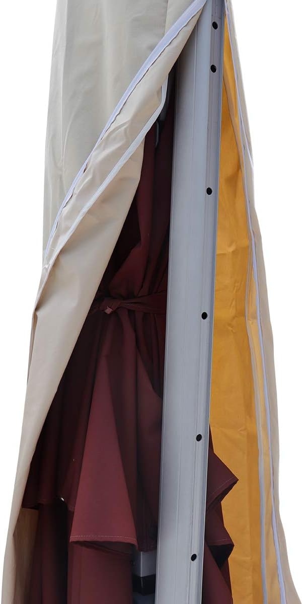 Vanteriam Patio Umbrella Cover - 600D Waterproof Outdoor Offset Banana Style Umbrella Cover - Fits Cantilever Offset Umbrella 9-13 Feet: Furniture & Decor