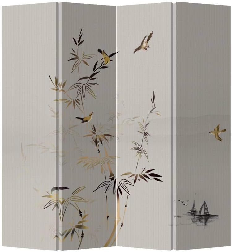 Fine Asianliving Room Divider Privacy Screen 4 Panels W160xH180cm White Bamboo Asian Paravent Partition Screen Canvas Screen Two-Sided 203-178