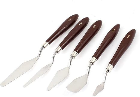 Amazon Co Jp Tyou 油絵用品 絵画ヘラ 絵画スパチュラ 油絵道具芸術用品 ペイント ミキシング ツール 金属 ブレード パレット 木柄 多選択 多用途 5個セット 5個入り ホーム キッチン