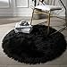 Ashler faux fur rug, Fluffy Shaggy Area Rug Ultra Soft 3 x 3 Feet Round Fur Rug, Black Fuzzy Rug Machine Washable Shag Rug, Nursery Decor Throw Rugs for Bedroom, kids room, Living Room