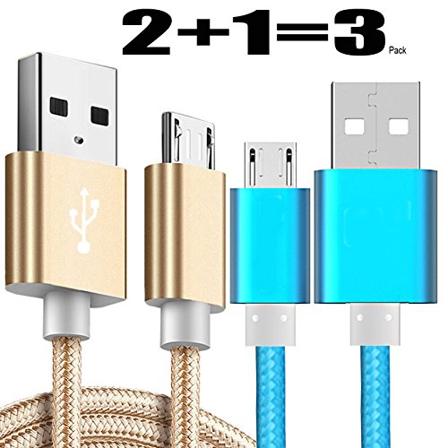 [3Pack] Charge Sync Data Micro USB Cable for Kindle, 5FT Fast High Speed USB 2.0 A Male to Micro B for Amazon Kindle Fire, HD, HDX,Kindle Paperwhite Voyage Oasis Tap Fire Phone Xbox One-blue+gold - Thumbnail 7