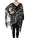 PrettyGuide Women's Evening Shawl Beaded 1920s Cape Poncho Fringed Cover Up Gold