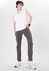 Plaid&Plain Men's Cargo Work Pants with Pockets