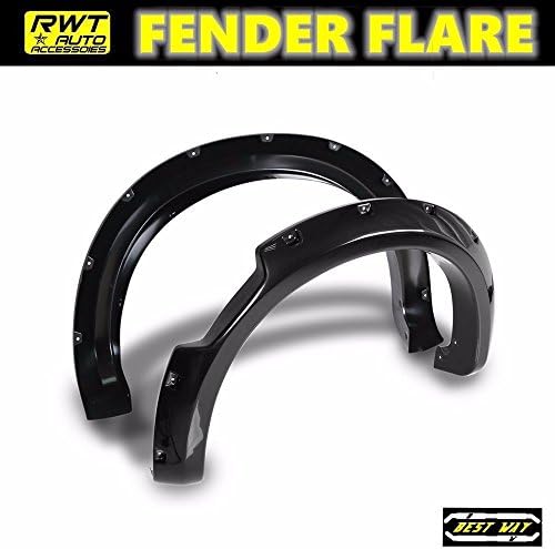 RUIANG VOYAGE Fit 2016 Nissan Titan XD 4pcs Pocket Rivet Bolt-On Smooth Blk Fender Flares