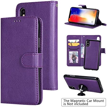 iPhone X Book Case, iPhone Xs Wallet Case, [2 in 1 Detachable TPU Inner + Leather] Upgrade Wallet Leather Case Cover for Apple iPhone Xs (2018) / iPhone X (2017) 5.8 inch
