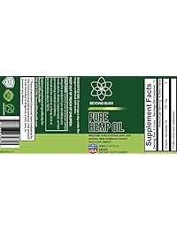 Gotas de aceite de cáñamo. Alivio rápido del dolor. Extracto natural. Suplemento de alivio de ansiedad y estrés. Orgánico. 250 mg. Antiinflamatorio. Beyond Bliss. 30 días.