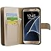 Abacus24-7 Synthetic Leather Folio Wallet and Case for Samsung Galaxy S7 Edge - Gold Mirror