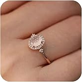 Sdouefos Bohemia Moonstone Ring 14K Rose Gold Plated 925 Sterling Silver Raw Rainbow Moonstone Rings Opal Diamond Ring Transparent Elegant Moonstone Engagement Cocktail Wedding Band Rings Size 6