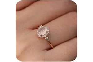 Sdouefos Bohemia Moonstone Ring 14K Rose Gold Plated 925 Sterling Silver Raw Rainbow Moonstone Rings Opal Diamond Ring Transparent Elegant Moonstone Engagement Cocktail Wedding Band Rings Size 7