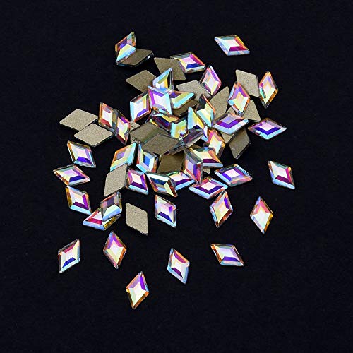 100pcs Mix 3 Sizes Crystal AB Flat Back Nail Rhombus Foiled Diamond Shape Rhinestone Nail Art Stones and Charms Supplies - Thumbnail 3