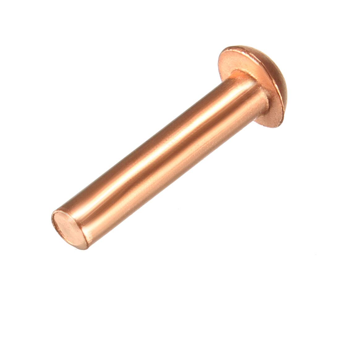 sourcing map 100 Pcs 5/64inch x 25/64inch Round Head Copper Solid Rivet Fasteners