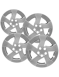 OxGord Hubcaps para Toyota Prius Conjunto de 4 Pack auto Rueda cubre, Aftermarket Factory Sustitución con ABS Plata de plástico Fits 15" pulgadas Car Tire con 5 Center Lug Nut Caps, Plateado