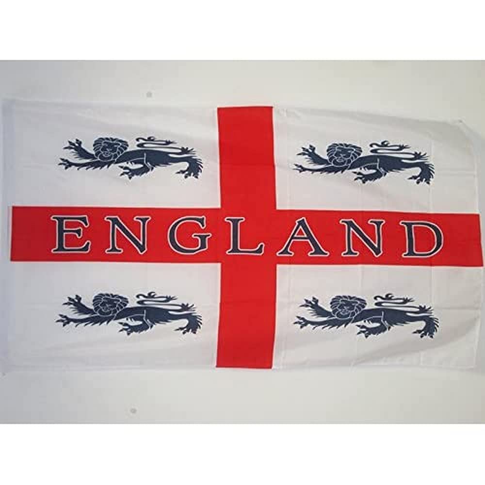 AZ FLAG - England 4 Lions Sleeved Flag - 3x5 Ft - 100D Polyester English Lions Banner with Two Metal Grommets - Fade Resistant - Vivid Colors - 3' x 5' Feet - 150x90 Cm