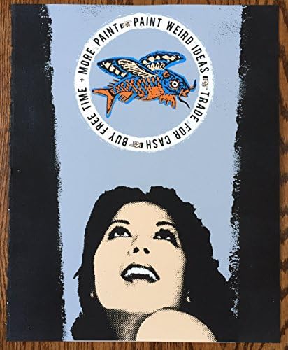 16" x 20" - Paint Weird Ideas - Limited Edition Hand Screen Printed Art Painting Celeb &amp; Flying Fish with Wings by Rob Johnston Artist