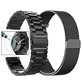 Valkit for Galaxy Watch (46mm) Bands, 2-Pack 22mm Stainless Steel Band + Milanese Loop Mesh Strap Replacement Metal Band Brecelet Sets, Compatible Samsung Galaxy Watch 46mm SM-R800 Smartwatch, Black