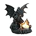 PTC 6 Inch Perching Dragon Hand Painted Resin Candle Holder, Black