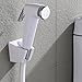 SonTiy Handheld Bidet Sprayer Shattaf Cloth Diaper Sprayer for Toilet Attachment with Adjustable Water Pressure Control Shut-off Brass T- Valve ABS White Chrome