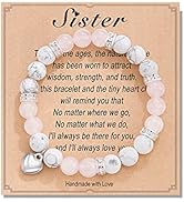 HGDEER Natural Stone Sister Bracelet, Sister Meaningful Gifts for Women Girls with Gift Message Card