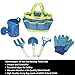 D SERIES Kids Gardening Tool Set Real Tools with Safety Edges, Gloves & Durable Tool Carrying Bag | Includes Blue Watering Can, Child Sized Trowel, Rake & Garden Fork | Learn While Playing