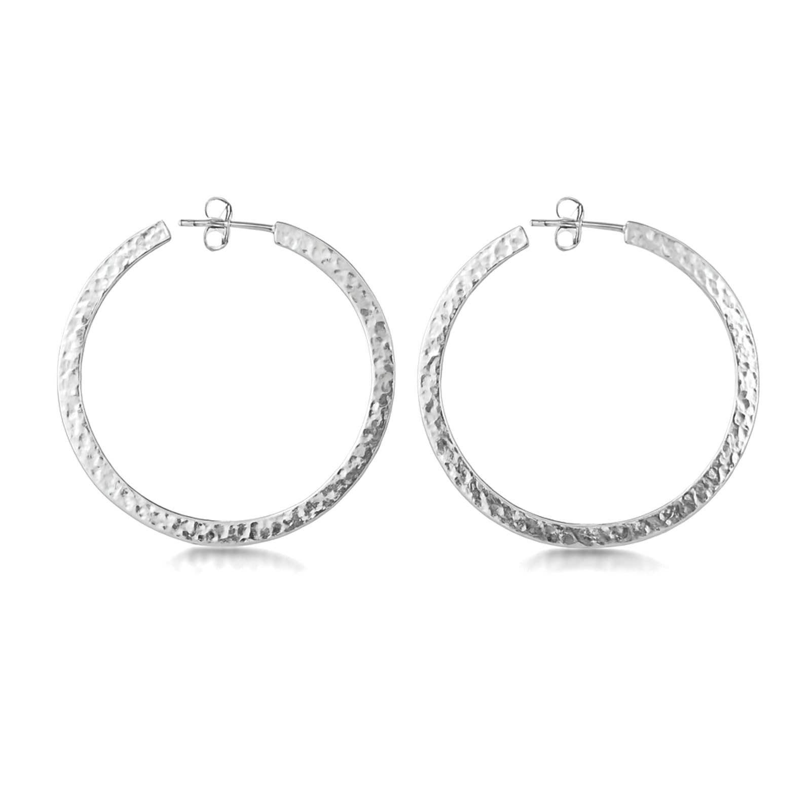 Real 925 Sterling Silver Hand Hammered Hoop Earrings For Women Fine Handmade Ethnic Tribal Boho Style Modern Fashion Unique Designer Party Jewellery Earring Jewellery By Artisans
