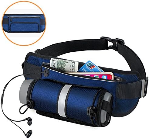 Vproof Fanny Pack [4 Pockets], Multifunctional Waist Pack with Hidden Water Bottle Holder, Waterproof Running Belt Reflective Hydration Pack For iPhone X/8/7/6S Plus Travel Hiking Jogging (Blue)