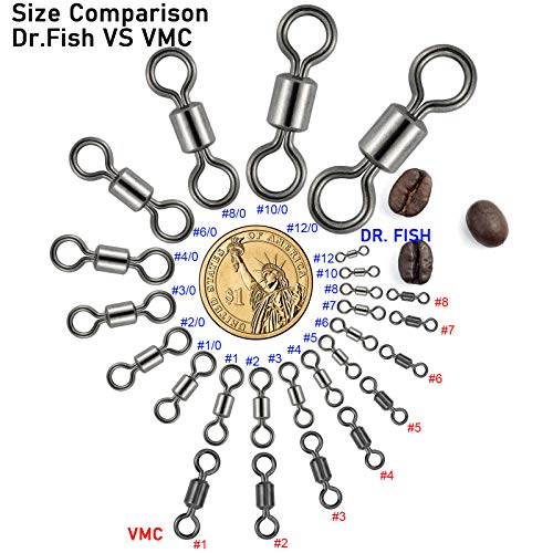 Dr.Fish Assortment Fishing Rolling Swivel Barrel Stainless Steel