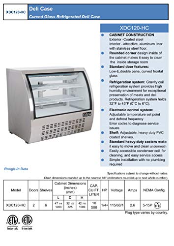 New 48" Xiltek ALL STAINLESS STEEL Commercial Curved Glass Refrigerated Deli Case Display Case With LED Lighting
