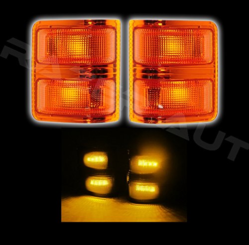 Razer Auto 08-15 Ford F250 / F350 / F450 / F550 Superduty Mirror LED Lights, Yellow Lens & Black Base & Amber LED