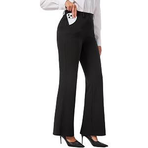Womens Bootcut Dress Pants Stretchy Yoga Slacks Dressy Work Casual Trousers | Pull On,4 Pockets,Belt Loops,5 Inseams,Petite/R