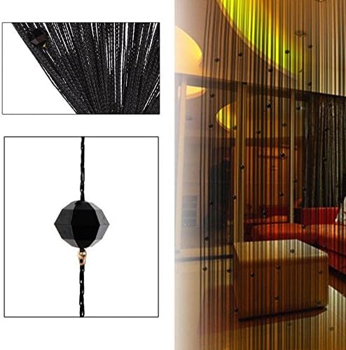 1pcs Decorative String Beads Curtain Wall Panel Fringe Room Door Window Shutters Divider Blind Jabots Panels Scarves Sheers Swags Tiers Valances (black)
