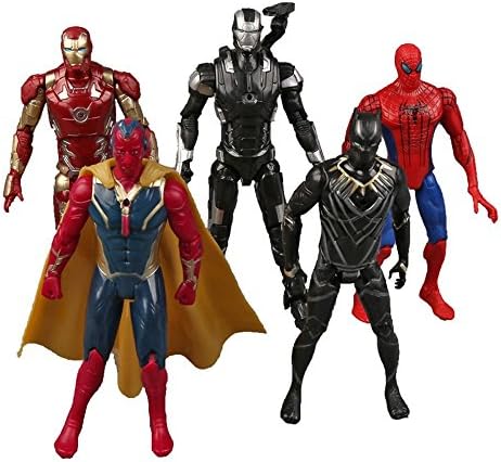 5pcs/set Captain America Civil War Iron Man Vision Spiderman War Machine Black Panther PVC Action Figures Toys