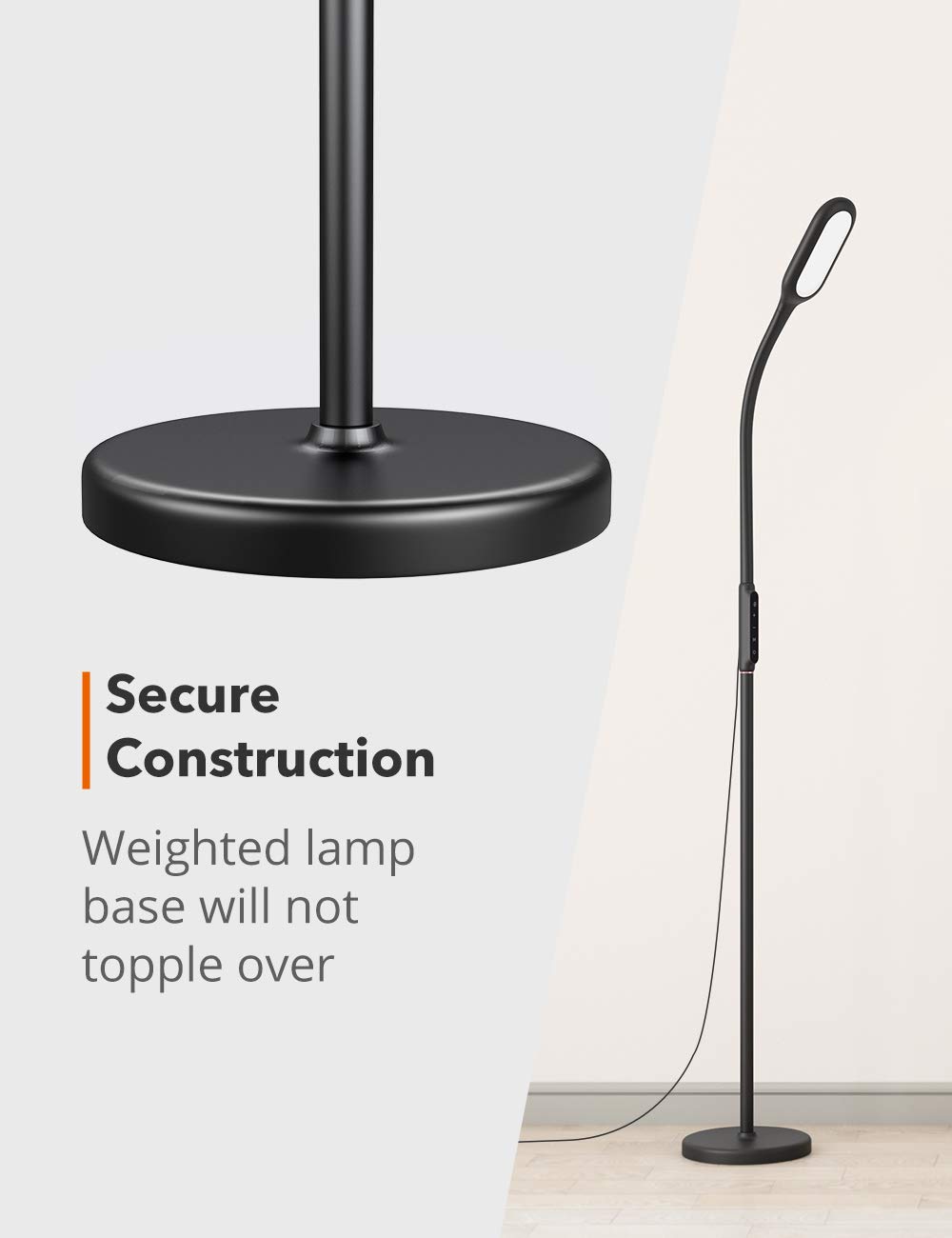 TaoTronics LED Floor Lamp 5 brightness levels & 3 colors, 1815 Lumens