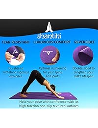 Shantihi - Esterilla de yoga (elastómero termoplástico) Antideslizante, reversible, ligero, duradero, esterilla de pilates de ejercicio. Libro electrónico de bonificación  . 72.0 x 24.0 in, 0.197 in.