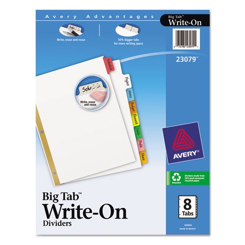 Avery Big Tab Two-Pocket Insertable Plastic Dividers, Pack of 3 (73076)