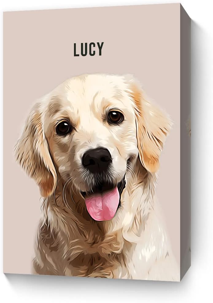 Paintings - DECORARTS - Customized Pet Portraits on Canvas, Rendered in Oil Painting Style with a Solid Color Background. Enhance Your Home Decor with Unique Wall Art. Size: 18x12 inches. Easy to Hang.