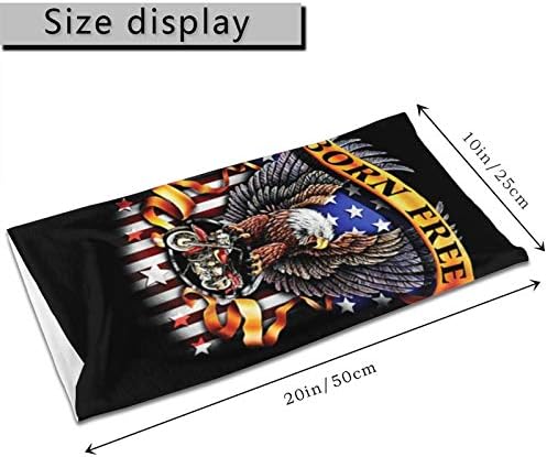 Colorful face and neck gaiter mask with abstract design.