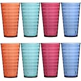 US Acrylic Splash 18-Ounce Plastic Tumblers | Set of 8 in 4 Assorted Colors