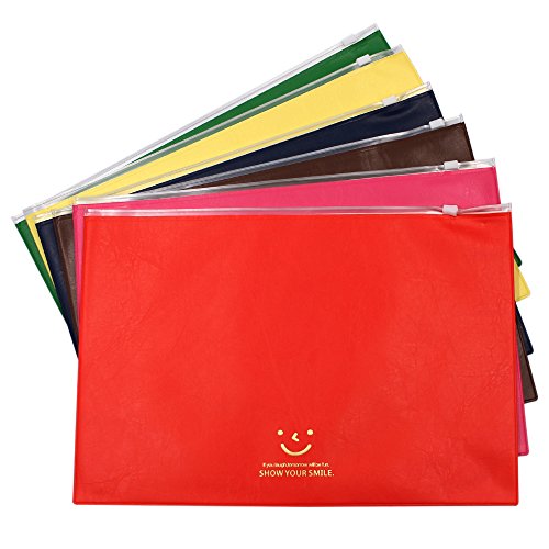 MoMaek PU Zippered Office File Bags Travel Pouch ( Set of 6 )