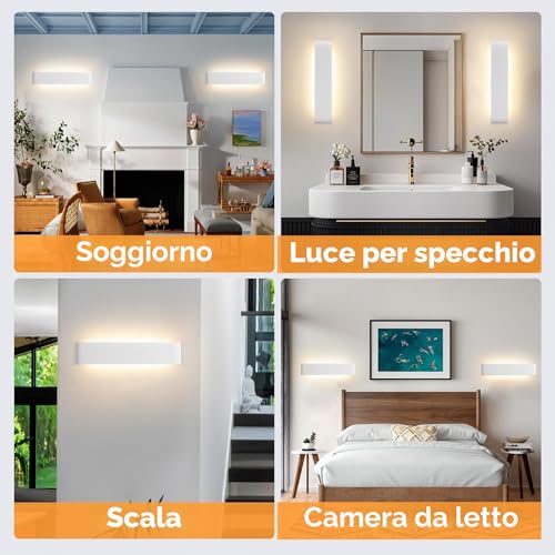 FUPE Indoor Wall Light 18W, 4 Pieces LED Wall Light for Indoor, 3 Colors Up and Down Wall Light, Modern Aluminium LED Wall Lights for Living Room, Bedroom