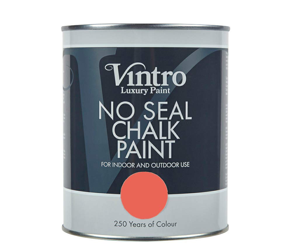 Vintro | No Seal Chalk Paint | Coral | Interior & Exterior Use | Furniture | Walls | Wood | Metal | 1 Litre (Medusa)