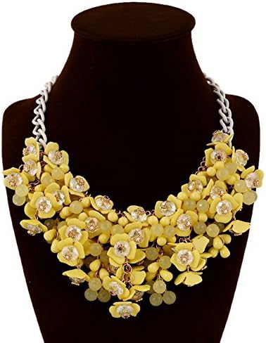 Kexuan Fashion Floral Statement Necklace Choker Necklace And Jewelry Sets For Ladies (Yellow)